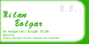 milan bolgar business card